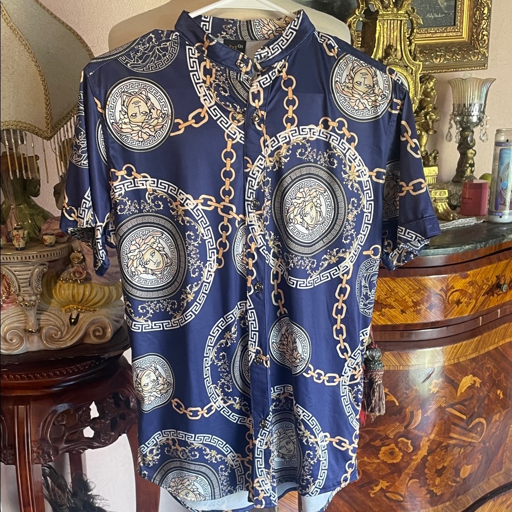 Men's Navy Chain Print Shirt